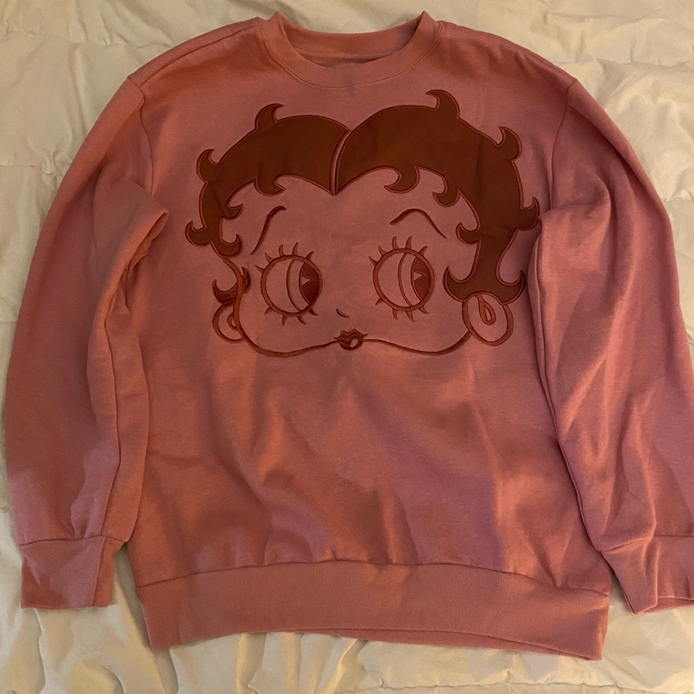 Pink Betty Boop embroidered crewneck